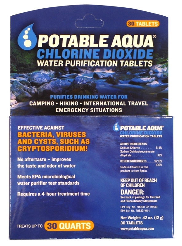 30 POTABLE AQUA H2O Purification Chlorine Dioxide Tabs eBay