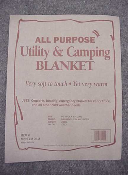 Wool Utility Emergency Blanket Grey 60X80 Camping NEW  