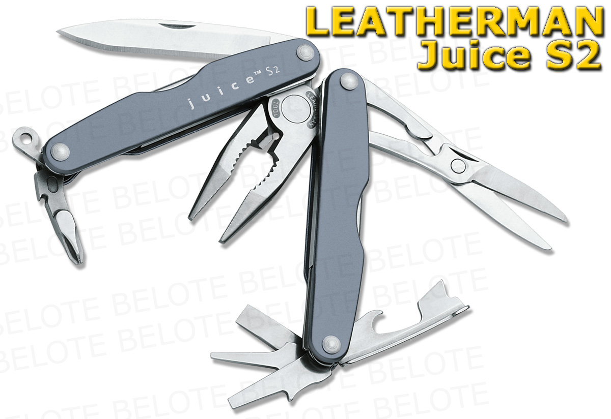 Leatherman Storm Gray JUICE S2 12-in-1 Multi Tool w/ Leather Sheath ...