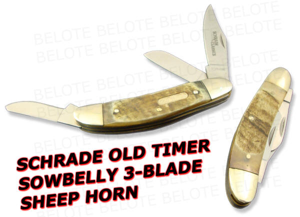 Schrade Old Timer SHEEP HORN Snowbelly 3 Blade 129OT  