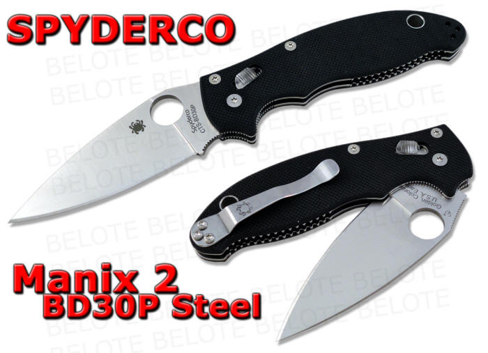 Spyderco Manix 2 cts BD30P Sprint Run C101GPBD30P2 New