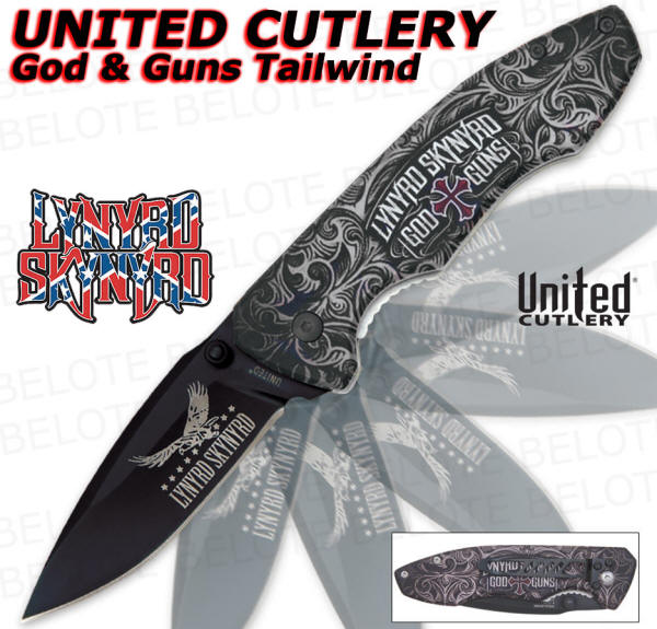 United Lynyrd Skynyrd God Guns Assisted Folder UC2685  