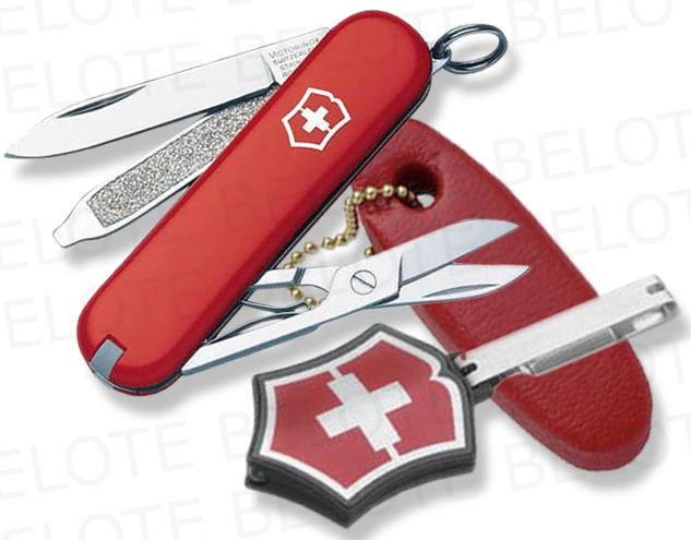 Victorinox Swiss Army Red Classic SD Marine Gift Set w/LED KeyChain 